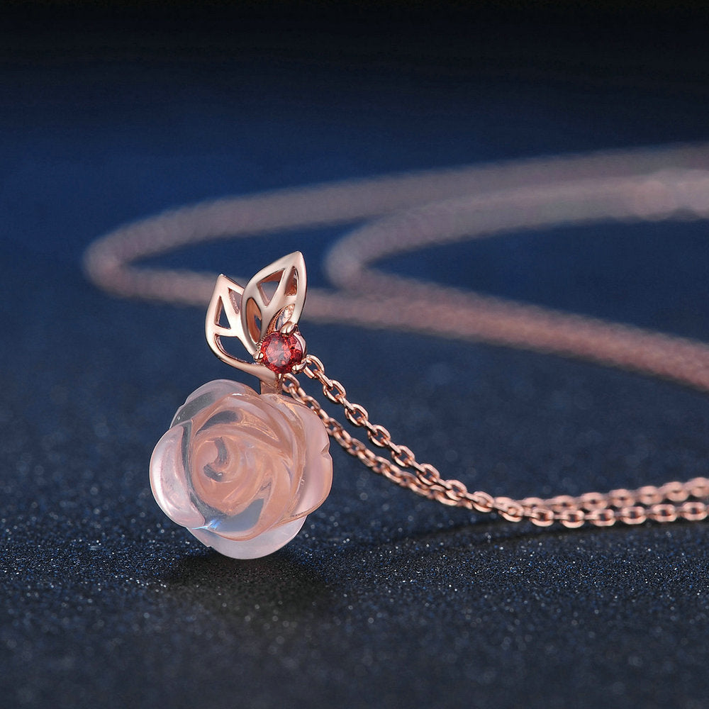 Natural Gemstone Jewelry Set with Rose Gold Finish