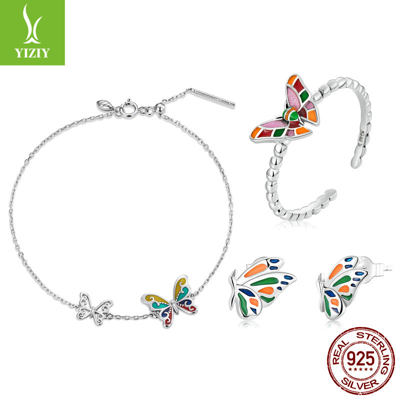 Original Silver Butterfly Jewelry Set with 925 Bracelet