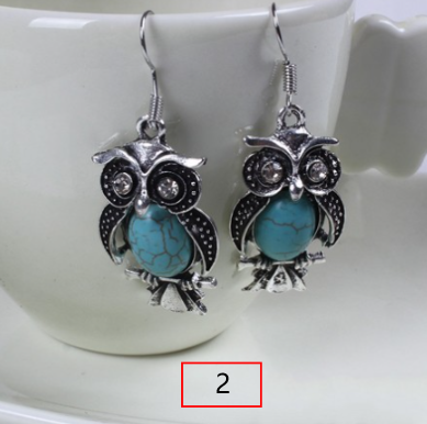 Bohemian Turquoise Owl Jewelry Set with Necklace & Bracelet