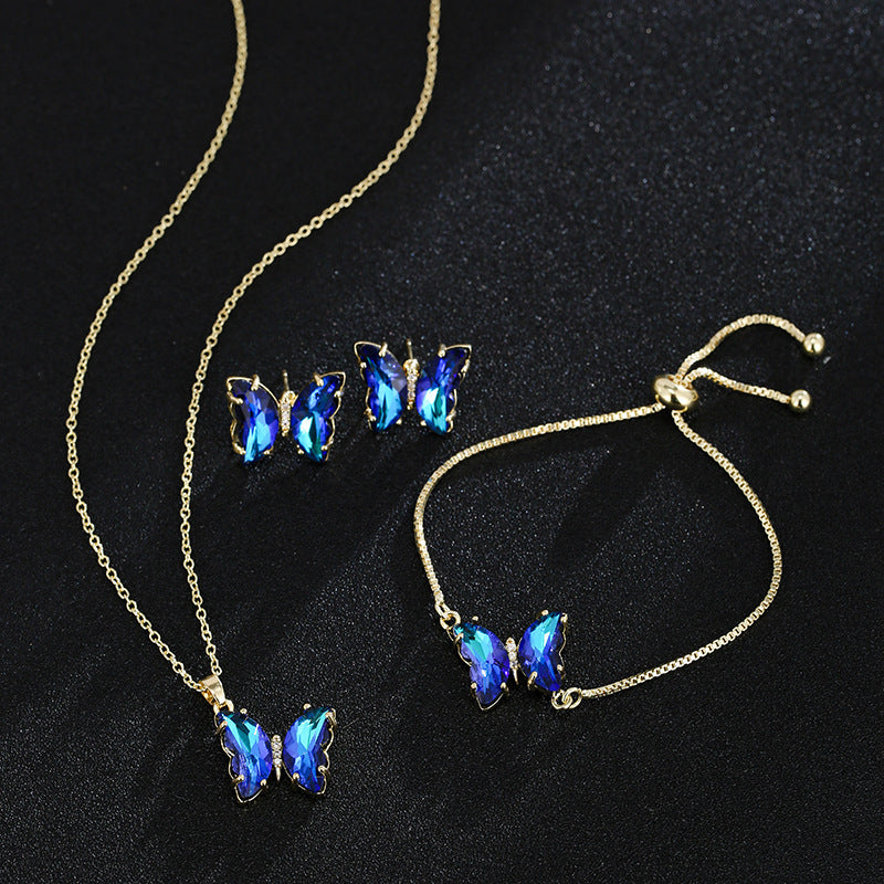 Butterfly Zircon Bridal Jewelry Set for Weddings