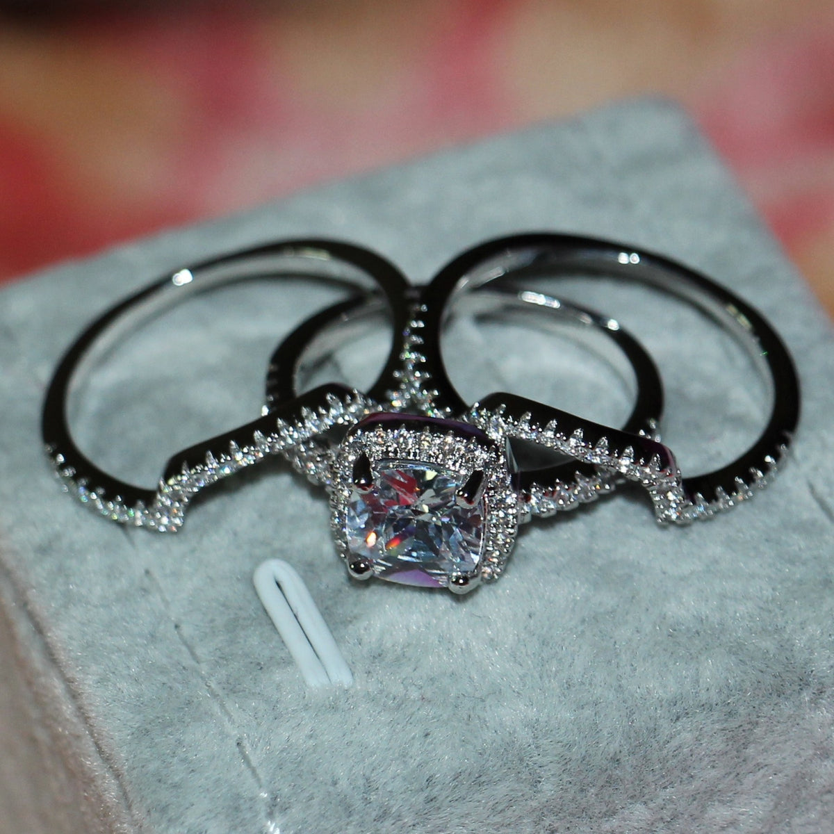 3-Layer Zircon Stone Ring Set - Stylish Fashion Jewelry