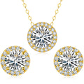 Gugots Moissanite Diamond Necklace and Earrings Set for Women/Men Crystal Silver Jewelry Prom Accessories Anniversary Birthday Party Moissanite Jewelry Set Gifts 1ct