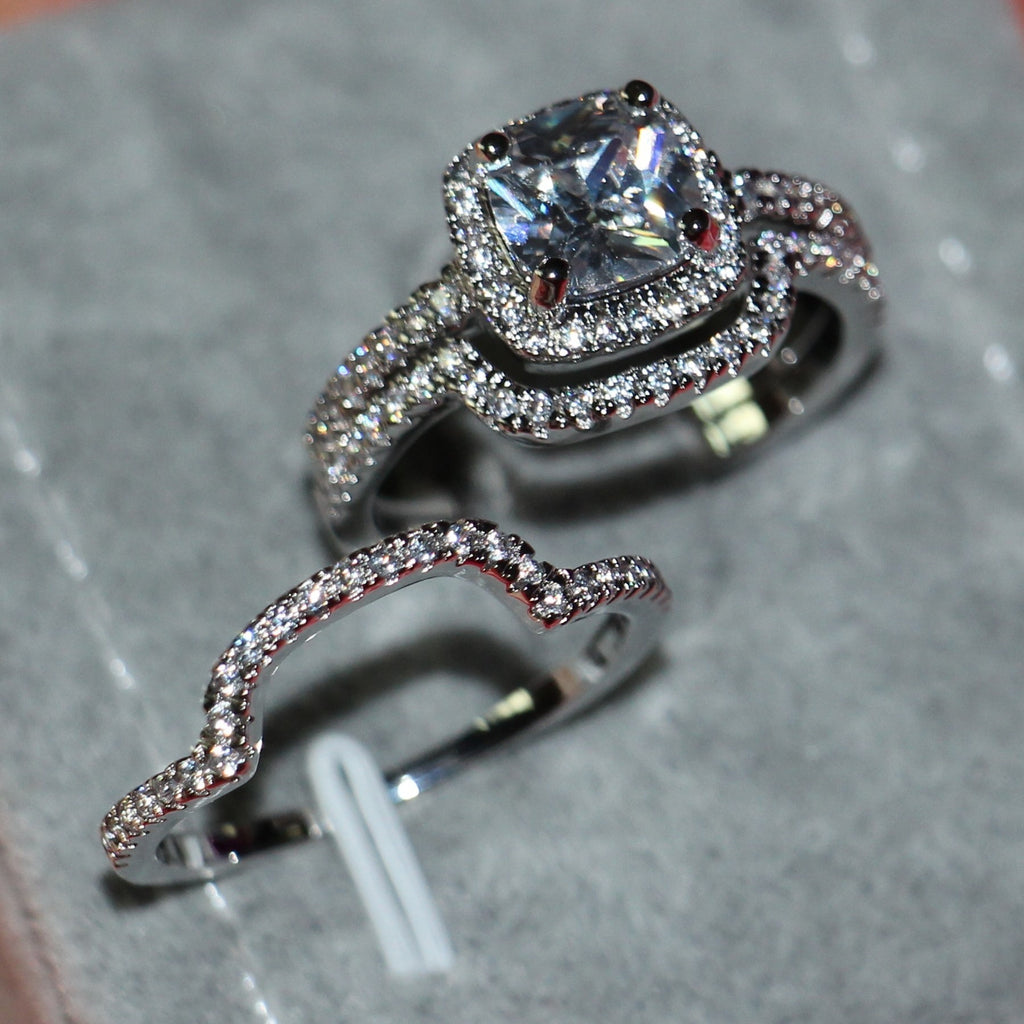 3-Layer Zircon Stone Ring Set - Stylish Fashion Jewelry