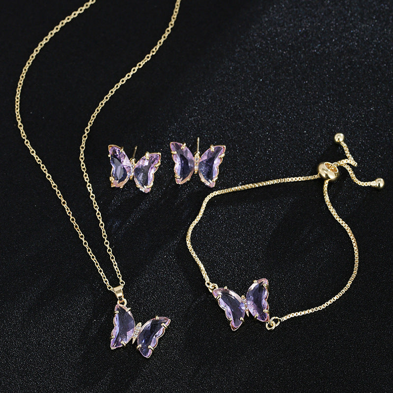 Butterfly Zircon Bridal Jewelry Set for Weddings