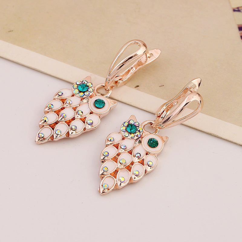 Owl Earrings and Necklace Jewelry Set for Brides