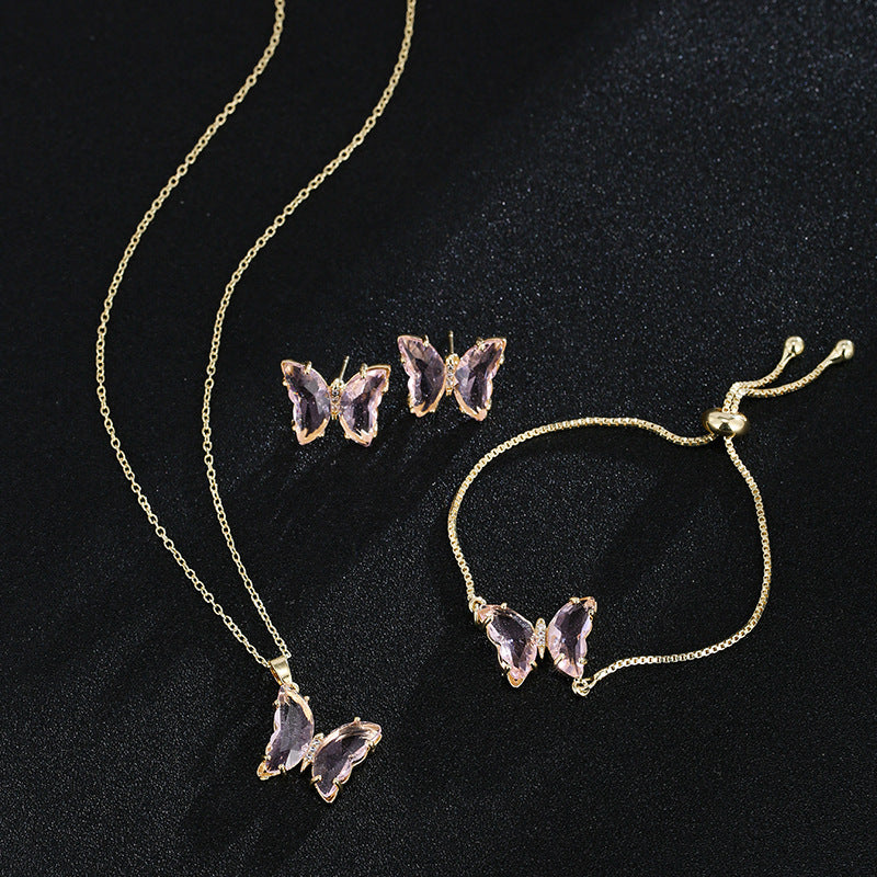 Butterfly Zircon Bridal Jewelry Set for Weddings