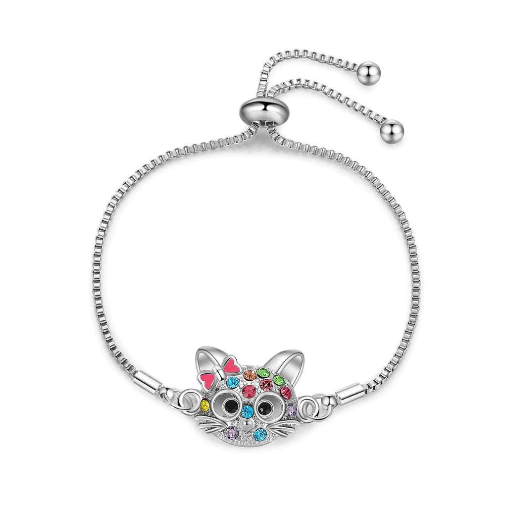 Cat-Themed Jewelry Set: Ring, Earrings, Necklace, Bracelet