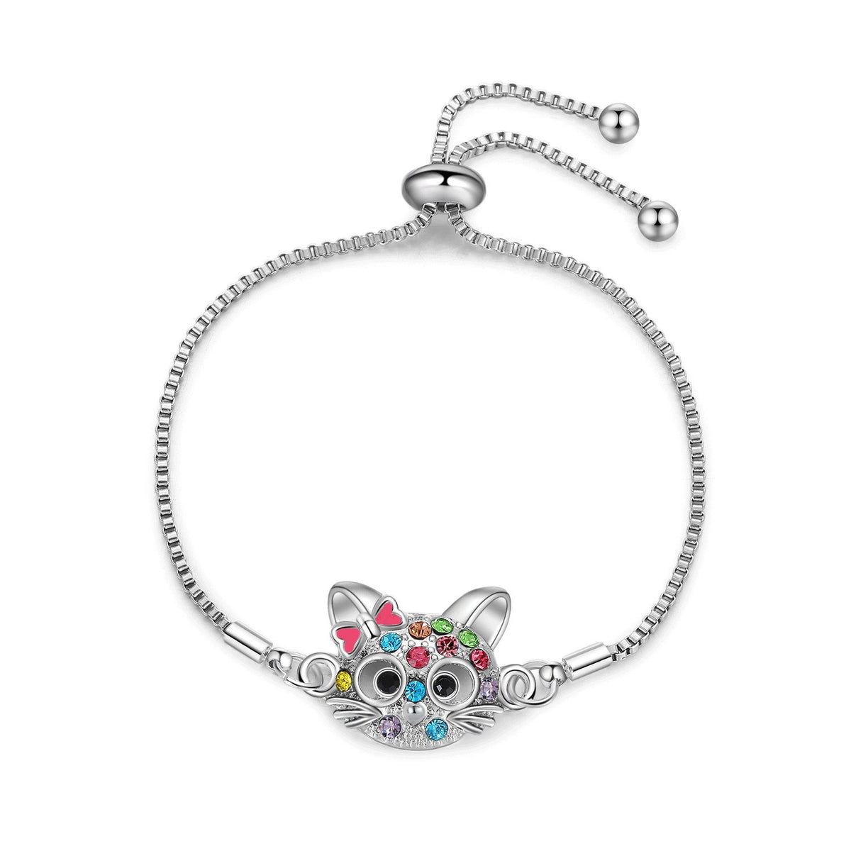 Cat-Themed Jewelry Set: Ring, Earrings, Necklace, Bracelet