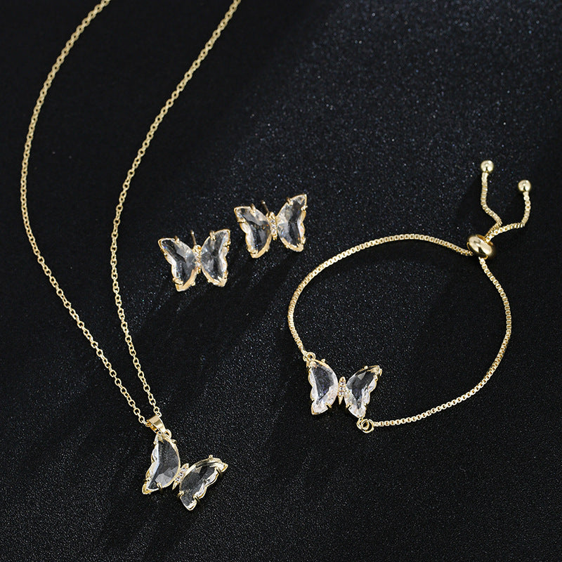 Butterfly Zircon Bridal Jewelry Set for Weddings