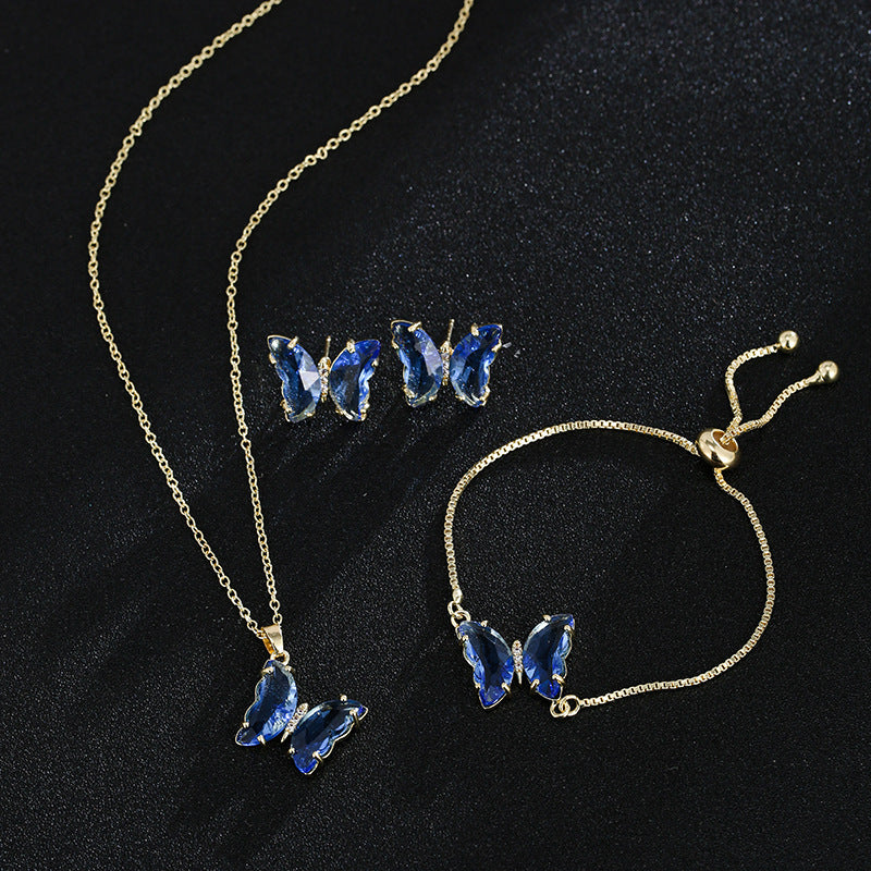 Butterfly Zircon Bridal Jewelry Set for Weddings