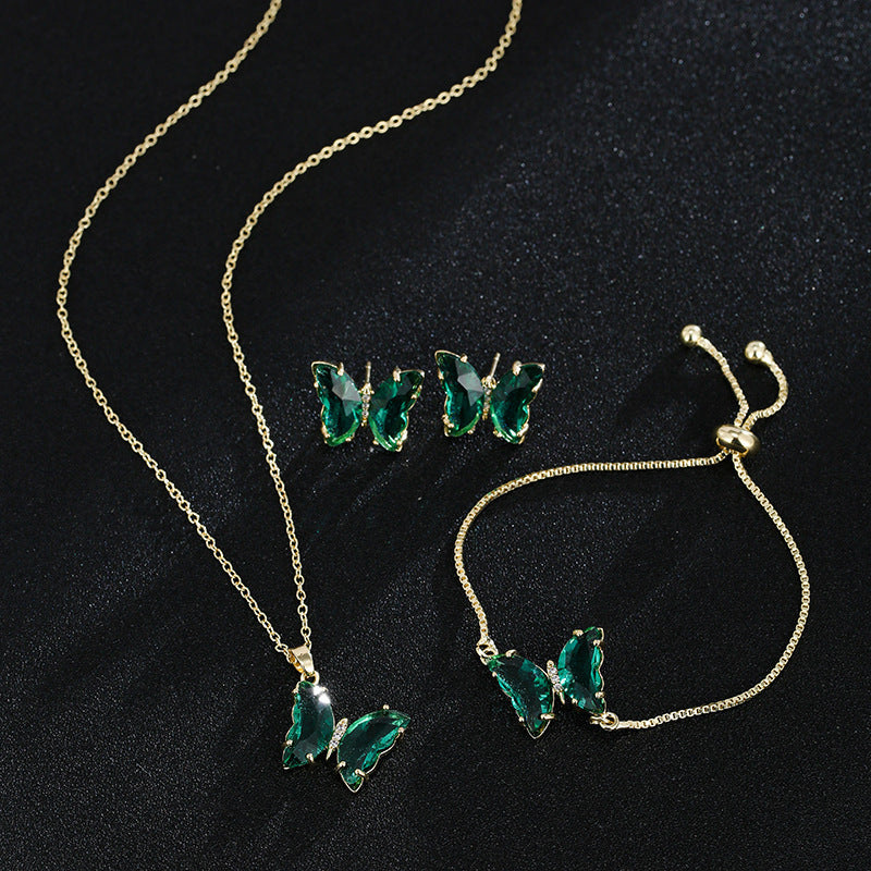 Butterfly Zircon Bridal Jewelry Set for Weddings