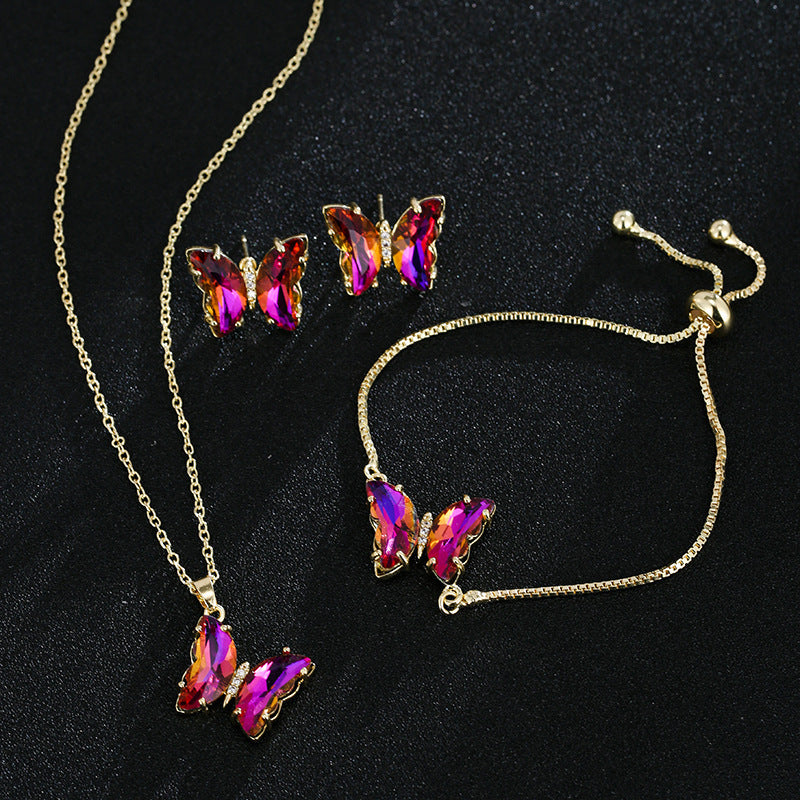 Butterfly Zircon Bridal Jewelry Set for Weddings