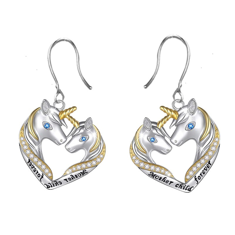 Unicorn Plated Jewelry Set with Drip Engraving Style