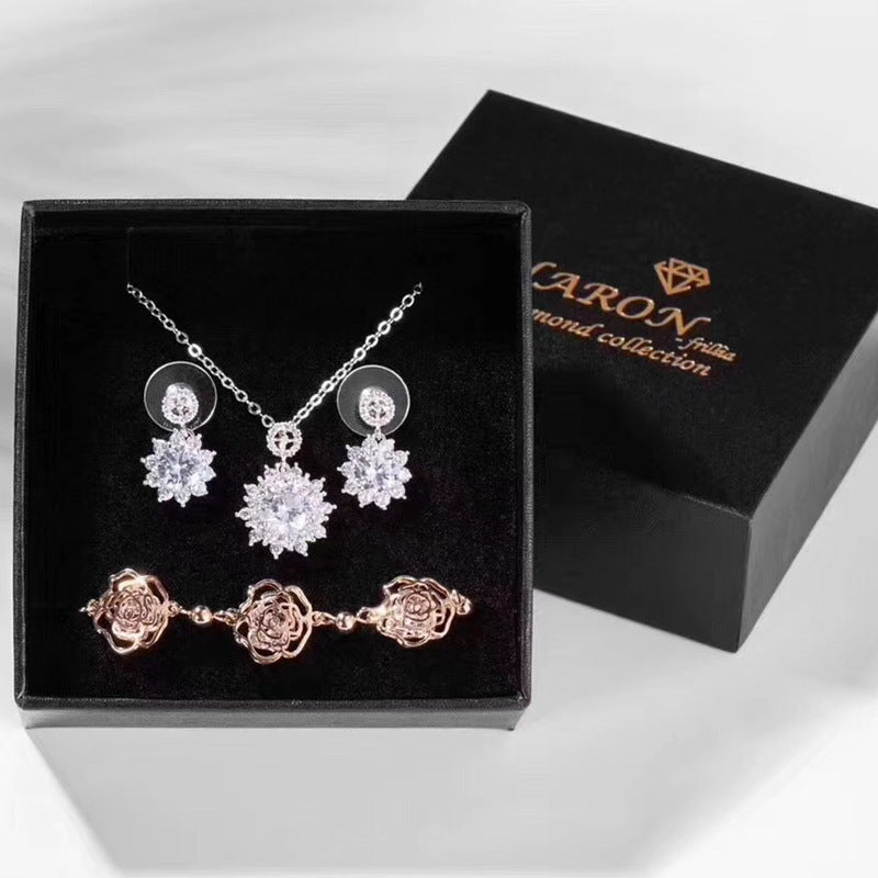 Women's Evening Jewelry Set with Necklace, Earrings & Bracelet