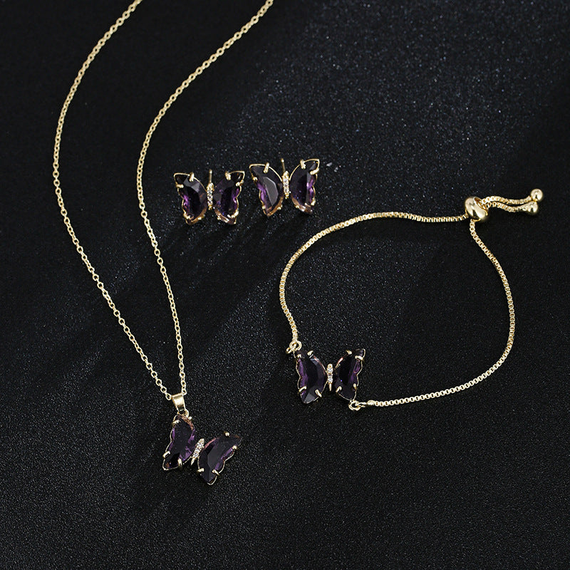 Butterfly Zircon Bridal Jewelry Set for Weddings