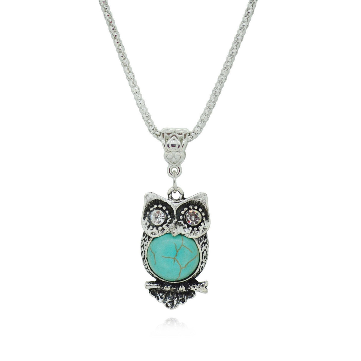 Bohemian Turquoise Owl Jewelry Set with Necklace & Bracelet