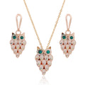 Owl Earrings and Necklace Jewelry Set for Brides