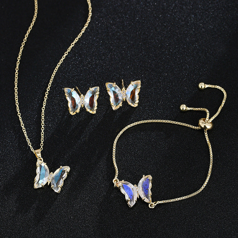 Butterfly Zircon Bridal Jewelry Set for Weddings