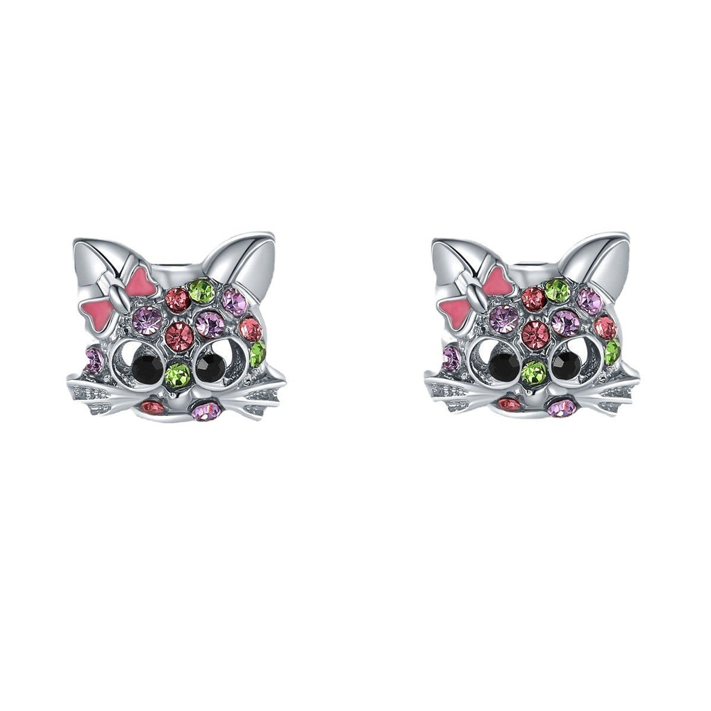 Cat-Themed Jewelry Set: Ring, Earrings, Necklace, Bracelet