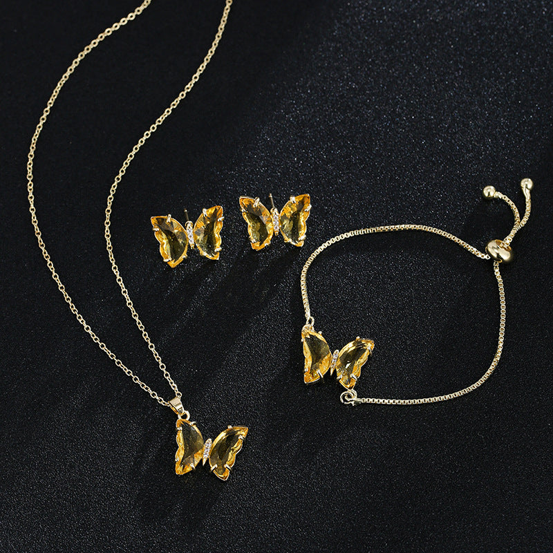 Butterfly Zircon Bridal Jewelry Set for Weddings